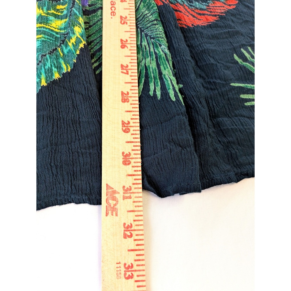 Patrons of Peace Tropical Palm Print Smocked Off Shoulder Mini Dress Navy 19359A - Picture 7 of 7